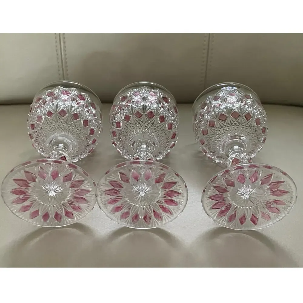 Antique 1890s Rainbow Cordial Set - EAPG King Glass - Set of 5 - Jewel Tones